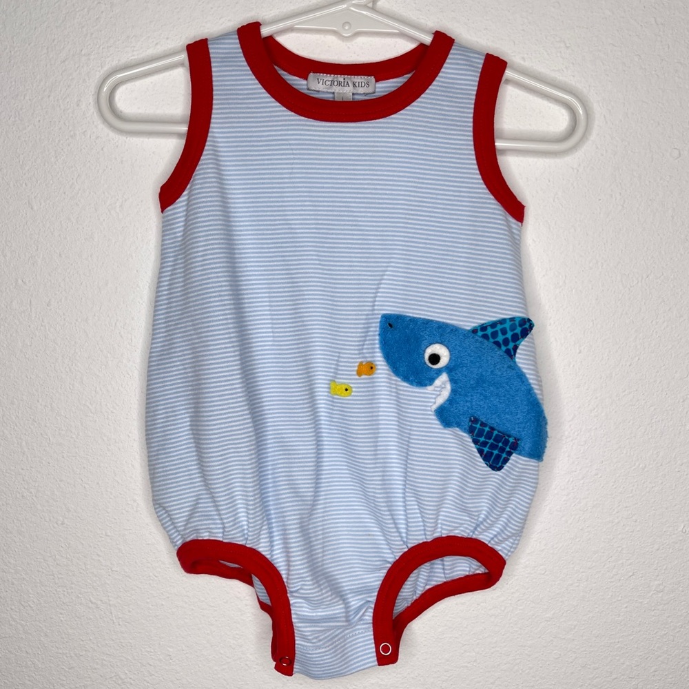 Victoria kids striped shark fish bubble romper